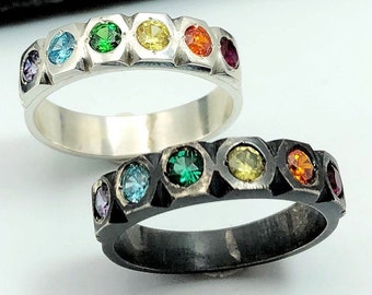 Subtiler Stolz Eheringe, Silber Stolz Regenbogen Ringe Set, Homosexuell Verlobungsringe, passende Paar Homosexuell Ringe, Versprechen Ring