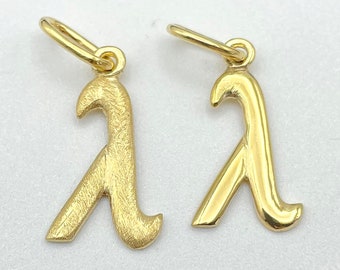 Gold Lambda Charm Necklace, Sterling Silver, Handmade Pride Pendant