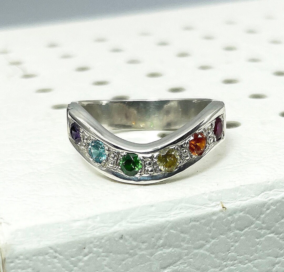 Pride Silver Ring Rainbow Pride Ring Gay Engagement Ring Etsy