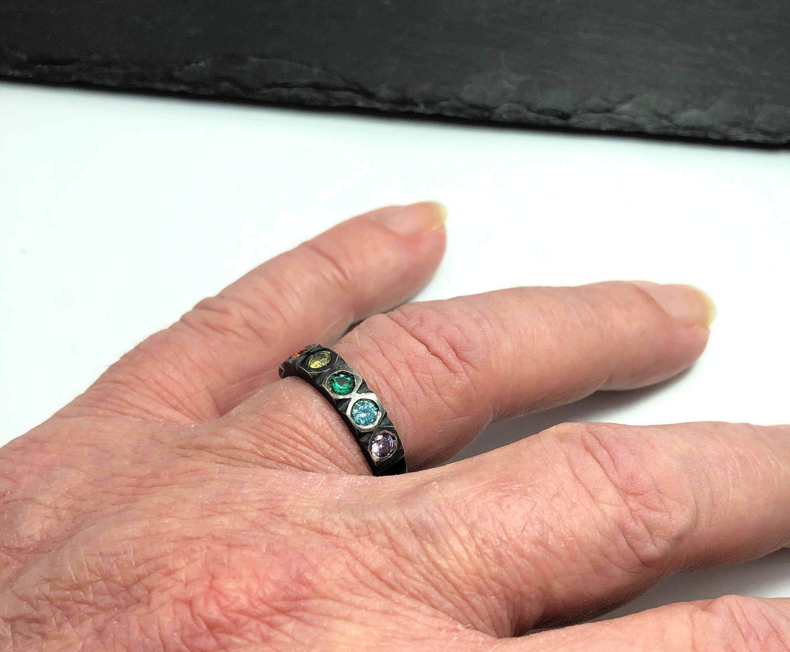 Anello Uomo Carburo Tungsteno Arcobaleno Anello Uomo In Carburo Di - Foto 6