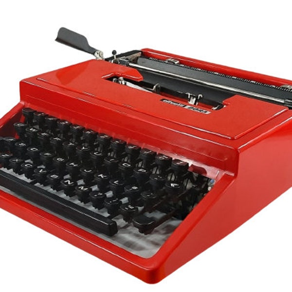 Vintage 1970s tomato red Olivetti Dora great working mechanical typewriter in great condition.  T429