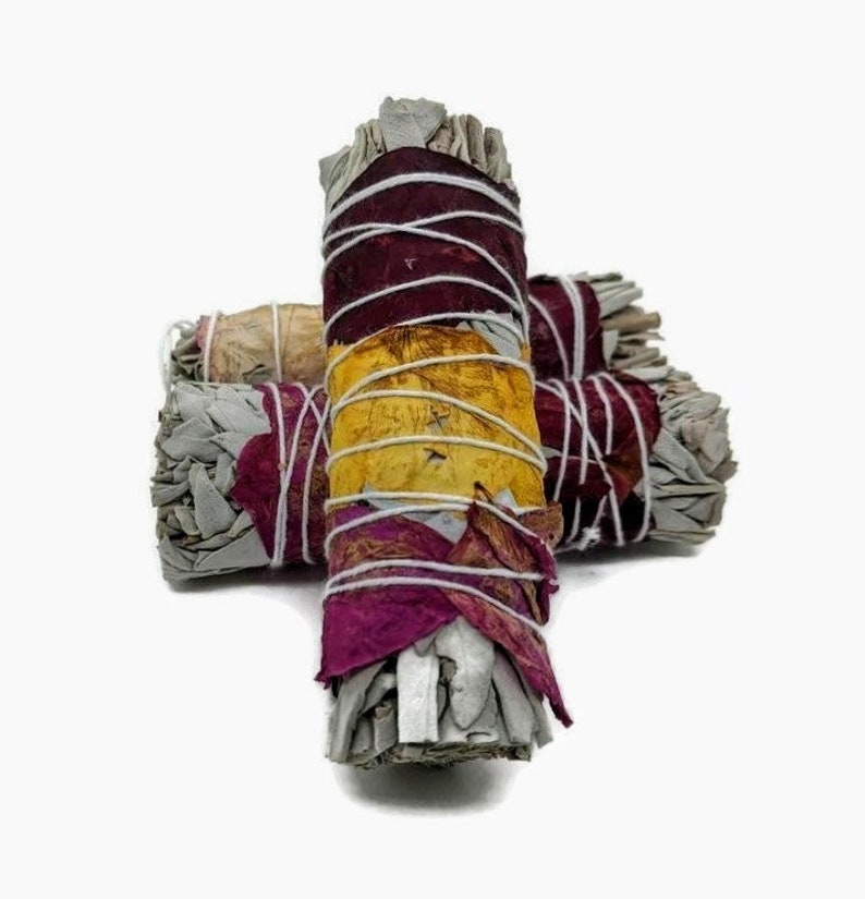 Hand Rolled White Sage & Rose Petal Smudge Sticks Smudge