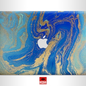 Blue Gold Marble Mac Book Air 13 Retina 2018 Decal Pro Retina 15 inch MacBook 12 Decal MacBook Pro 13 Skin Mac Air 11 Sticker Laptop