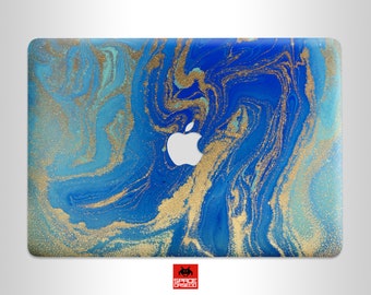Blue Gold Marble Mac Book Air 13 Retina 2018 Decal Pro Retina 15 inch MacBook 12 Decal MacBook Pro 13 Skin Mac Air 11 Sticker Laptop