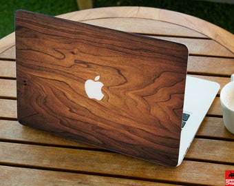 Pelle per laptop con texture venature del legno, pelle per MacBook, adesivo per decalcomanie per computer Pelle per laptop a copertura totale Adesivo per tastiera in legno Copertura superiore e inferiore