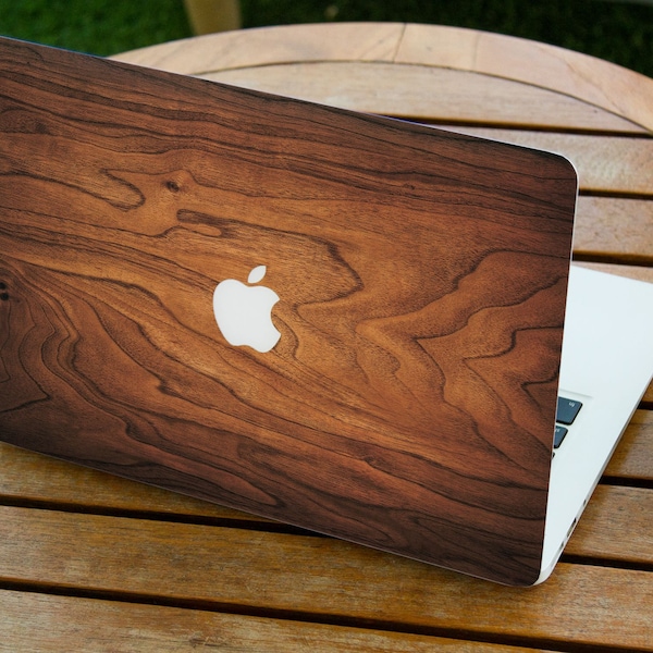 Wood Grain Texture Laptop Skin, Macbook Skin, Computer Decal Sticker Full Coverage Laptop Skin Wood Keyboard sticker Top and bottom cover