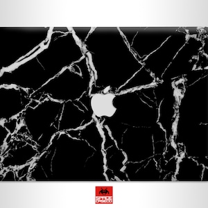 MacBookモデル用の黒大理石模様のビニールスキンカバー ミニマリスト装飾