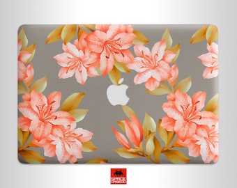 Coral Lilies Floral MacBook skin Transparent vinyl cover for MacBook Air 13 MacBook Pro 13