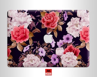 Autocollant vinyle floral rose pour MacBook