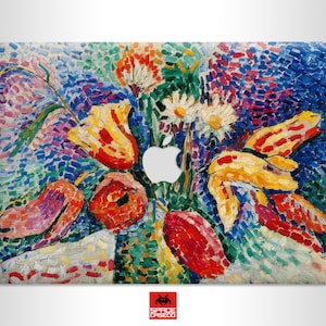 Floral Vintage MacBook Decal protection for top, bottom, keyboard area Flower Power Art MacBook vinyl skin