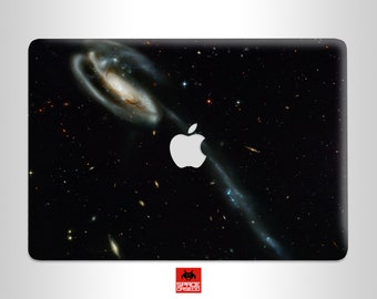 Het kikkervisje Galaxy zwarte MacBook vinyl skin sticker ruimte MacBook sticker