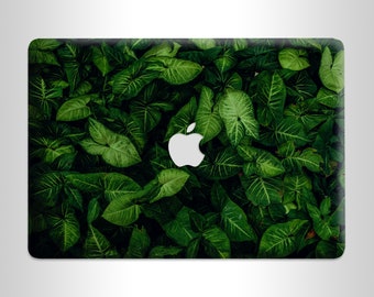 Sticker vinyle Syngonium feuilles vertes pour MacBook, impression de plantes vertes foncées, autocollant en vinyle pour MacBook Air, housse pour MacBook Pro