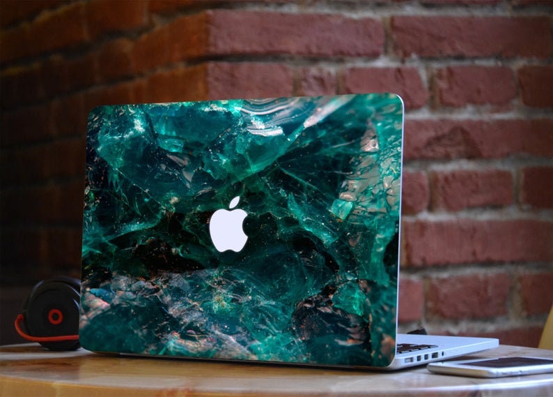 MacBook-Vinyl-Aufkleber aus smaragdgrünem Stein und Marmor Bild 8