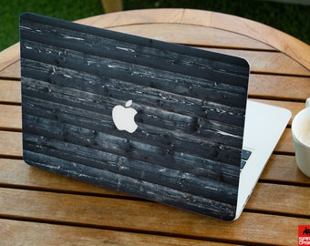 Donkere Macbook hout imitatie skin voor Apple Mac Air Pro 11 12 13 15 inch - Wood Print MacBook - Mac Skin - Mac Sticker - Mac Cover voor cadeau