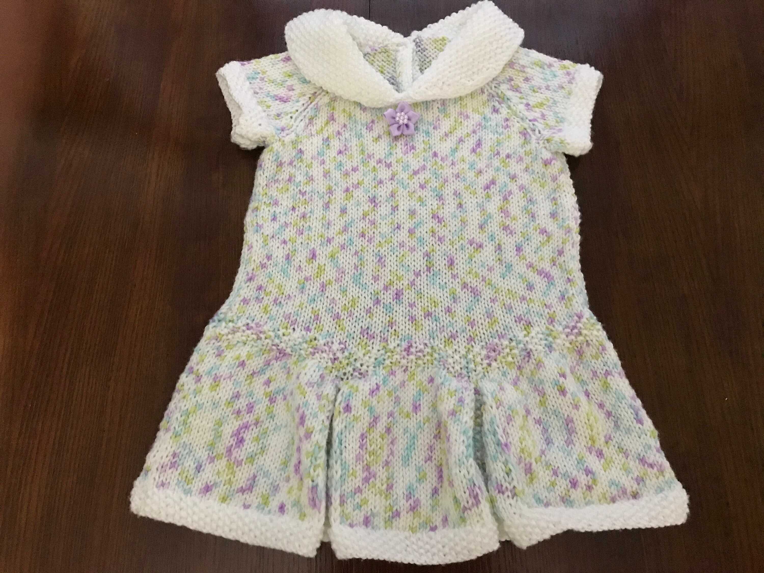 Hand Knitted 69 Month Baby Girl Clothes Set Dress Top Etsy
