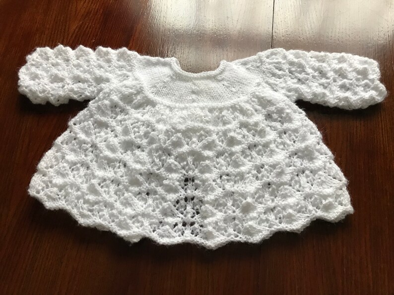 Bonnet Dress Mittens and Bootees set Premature Hand Knitted Girls Matinee Coat