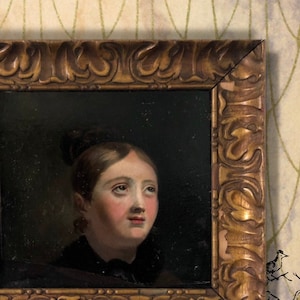 OBO Antique painting 19th century oil on board painting portrait penitent magdalene Framed pensive woman Victorian woman lady 1800s