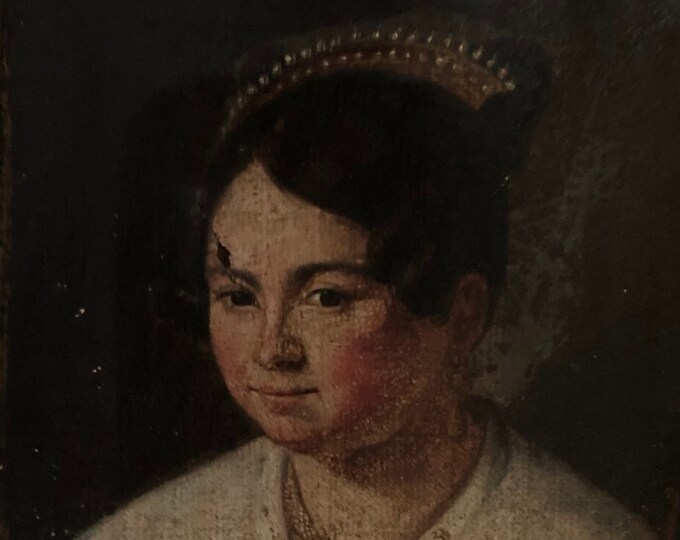 Antique Oil on Canvas Painting Portrait of a Woman Victorian Lady With ...