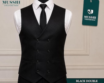 Gilet croisé noir pour homme, gilet de mariage, gilet de marié, gilet sur mesure, gilet de costume formel, gilet de bal