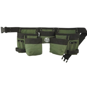 Graintex 11 Pocket Finisher Hunter Green Tool Apron Rip-stop Canvas w/ 2” Webbing Belt & 2 Hammer Holders