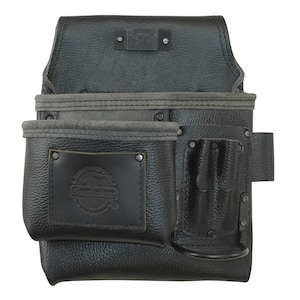 Graintex 5 Pocket Left Handed Nail & Tool Pouch RUGGED Black Color Top Grain Leather