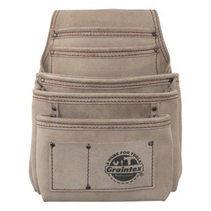 Graintex 7 Pocket Nail & Tool Pouch Beige Color Suede Leather
