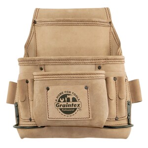 Graintex 9 Pocket Nail & Tool Pouch Beige Color Top Grain Leather