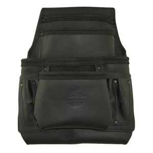 10 - Pocket Black Nail & Tool Pouch Top Grain Oil Tanned Leather