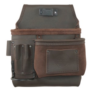 Graintex 5 Pocket Nail & Tool Pouch Brown Color Top Grain Oil Tanned Leather