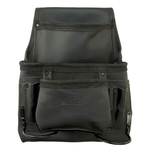 Graintex 9 Pocket Nail & Tool Pouch Black Color Top Grain Oil Tanned Leather