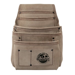 Graintex 7 Pocket Nail & Tool Pouch Beige Kleur Suède Leer