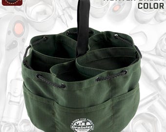 Hunter Green Canvas Grab Bag 18 Pockets Drawstring