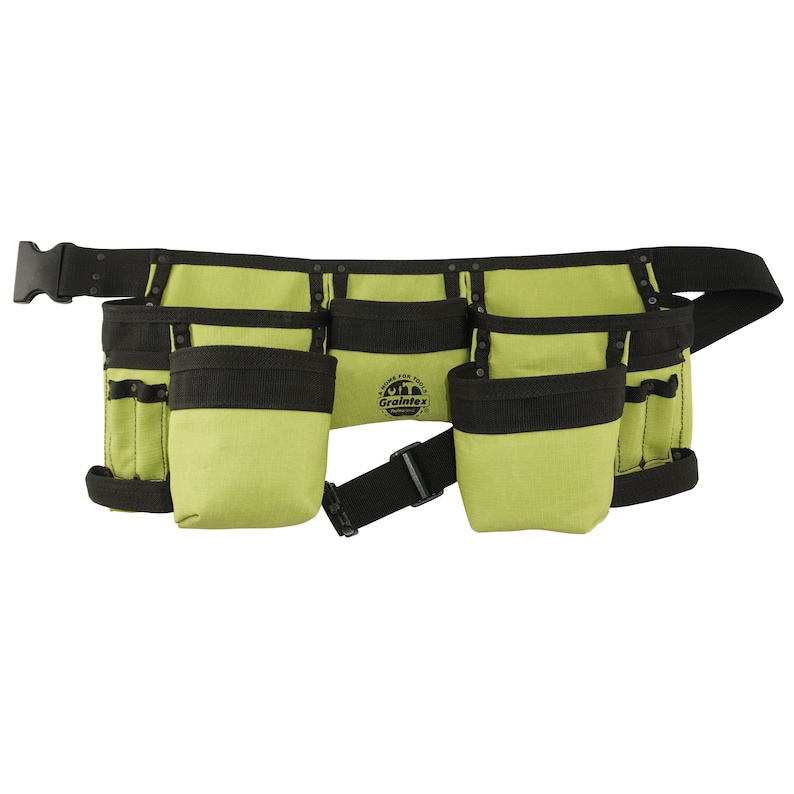 GRAINTEX Pink 11-Pocket Finisher Tool Apron, Rip-Stop Canvas With 2" Webbing Belt, Hammer Loops, Steel Rivets, For Electricians & Handymen