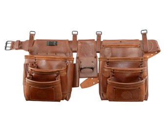Graintex 4-delige 17 Pocket Framer's Tool Belt Combo Ambassador Series Chestnut Brown Color Top Grain Leer