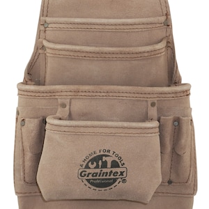 Graintex 10 Pocket Nail & Tool Pouch Beige Color Suede Leather