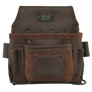 Graintex 8 Pocket Nail & Tool Pouch Brown Color Top Grain Oil Tanned Leather