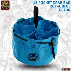 Blue Canvas Grab Bag Organizer 18 Pockets Drawstring
