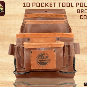 Graintex 10 Pocket  Nail & Tool Pouch Rugged Top Grain Leather