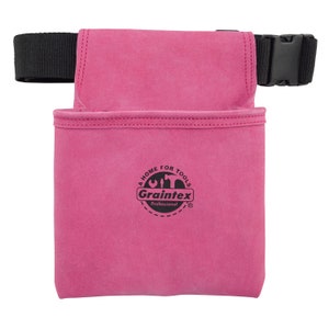 Pink Tool Pouch w/Belt in Suede Leather with 1 Pocket
