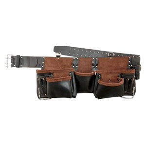 Graintex 12 Pocket Tool Belt Brown Color Oil Tanned Top Grain Leather