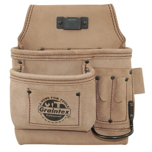 5 Pocket Beige Nail & Tool Pouch in Top Grain Leather