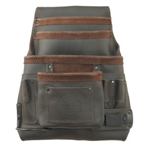10 Pocket Brown Nail & Tool Pouch Oil Tanned Leather