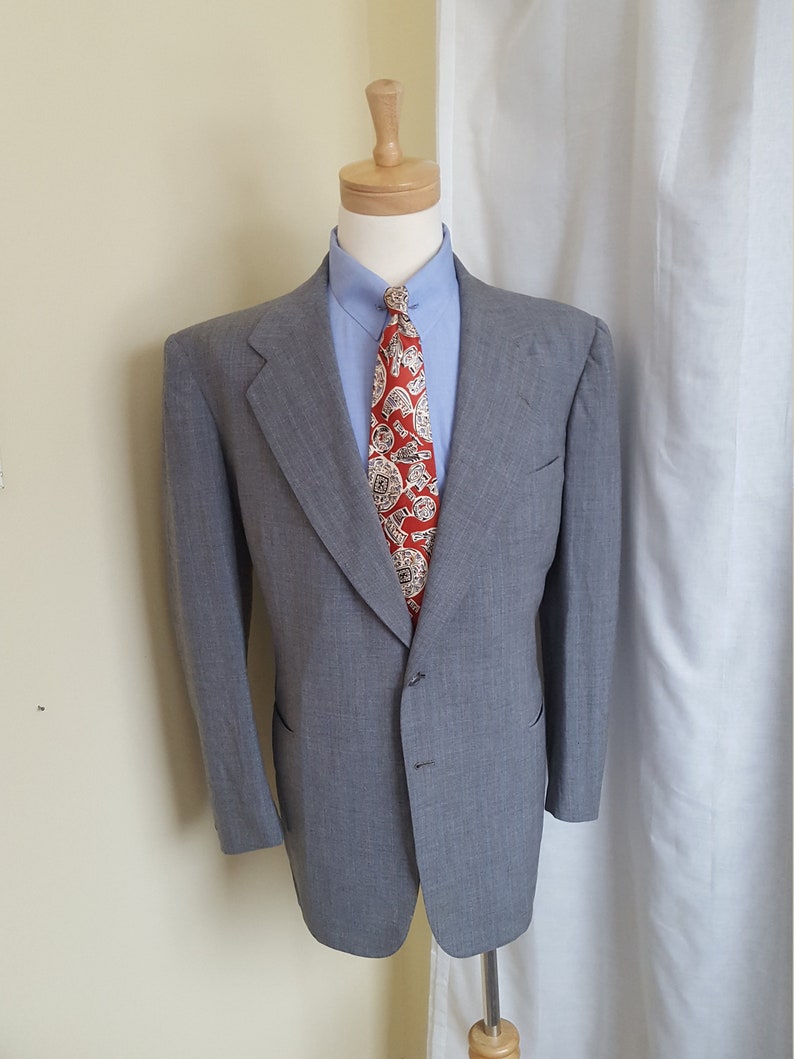 1940s grey pinstripe suit jacket ww2 Nassau of Buffalo 42R | Etsy