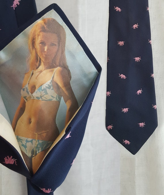 1960s Peek-a-boo Tie - Pink Elephants - Nudie Girl