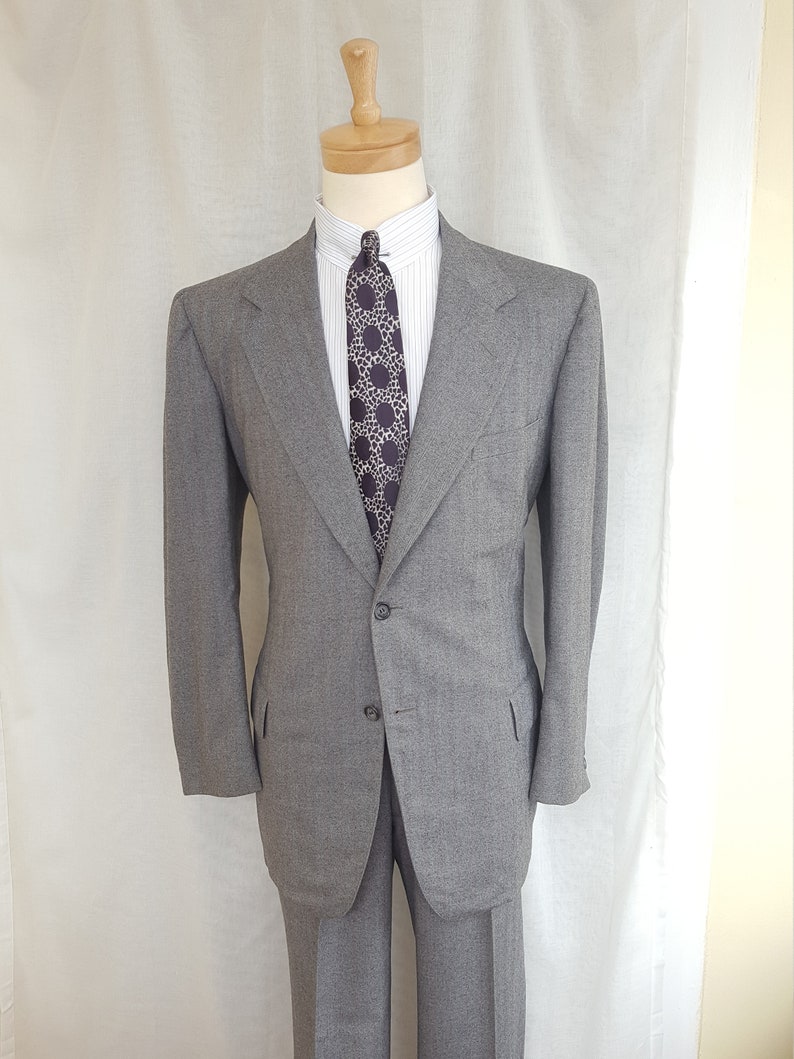 1940s 1950s Grey Herringbone Suit H. Freeman and Son | Etsy