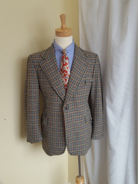 1950s 1960s " Crombie " Scottish Wool Houndstooth