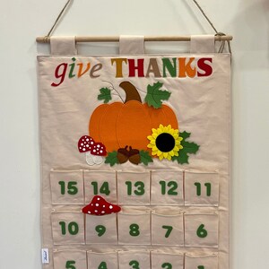 Kids thanksgiving advent calendar Thanksgiving countdown Fall wall hanging