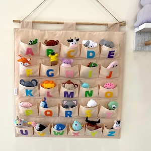 Alfombra educativa para colgar en la pared con el alfabeto ABC para niños pequeños, juego de aprendizaje para preescolares.