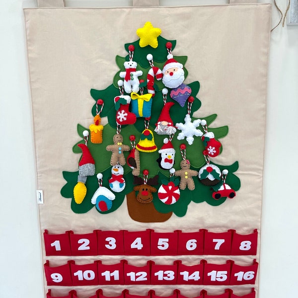 Felt advent calendar Kids Christmas countdown Advent ornaments