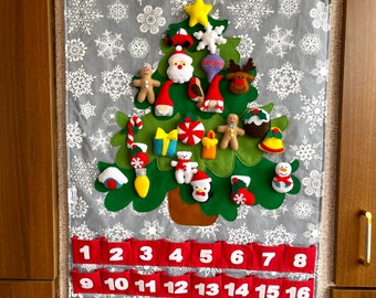 Fabric advent calendar Kids Christmas countdown Felt advent ornaments